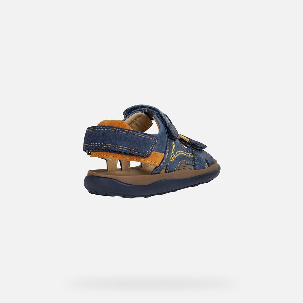 Geox Sandals Navy/Yellow Lipari - Geox Boys Shoes - AEQPYZ875